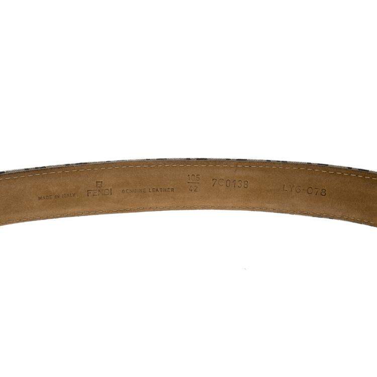 Pre Owned Fendi Brown Zucchino Canvas FF Buckle Belt 105cm