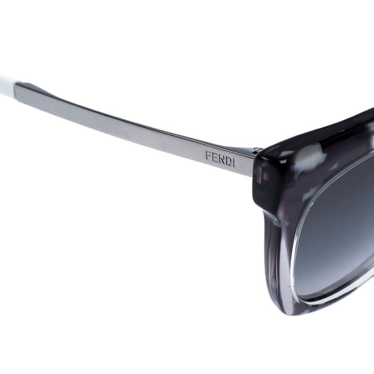 Pre Owned Fendi Patterned Grey/ Grey Gradient FF 0179/S Jungle Cat Eye Sunglasses