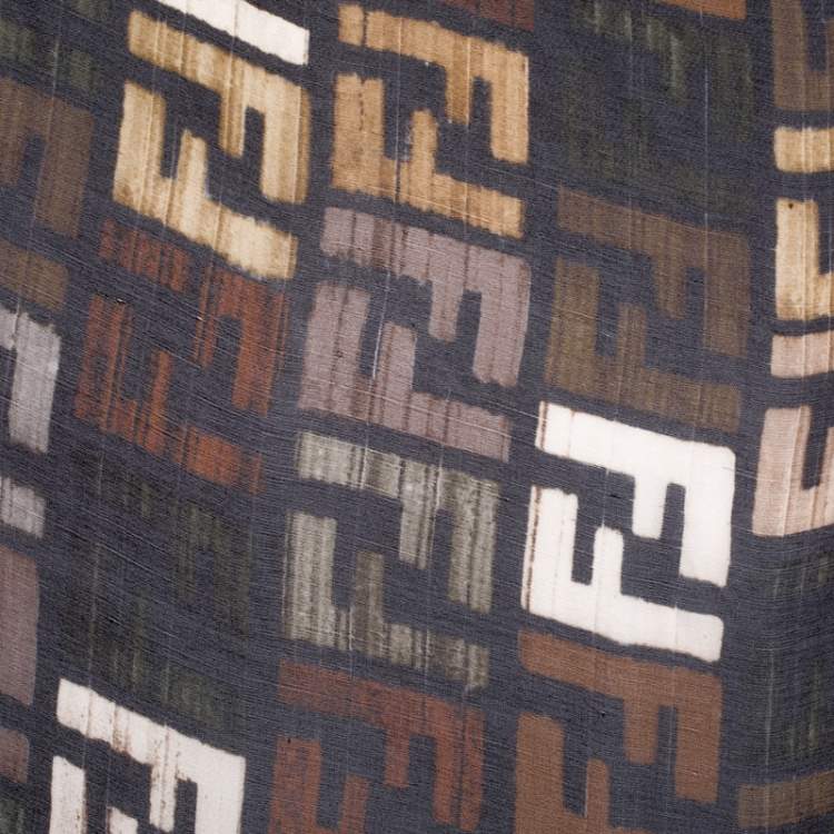 Pre Owned Fendi Multicolor Zucca Print Silk Square Scarf