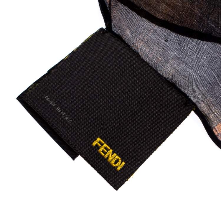 Pre Owned Fendi Multicolor Zucca Print Silk Square Scarf