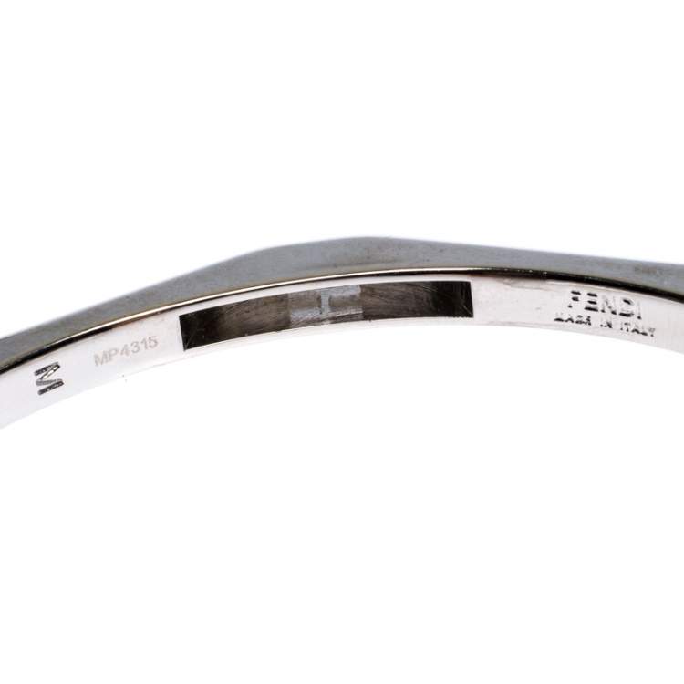 Pre Owned Fendi Baguette Silver Tone Open Cuff Bracelet