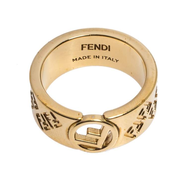 Fendi FF Motif Gold Tone Ring M Fendi TLC