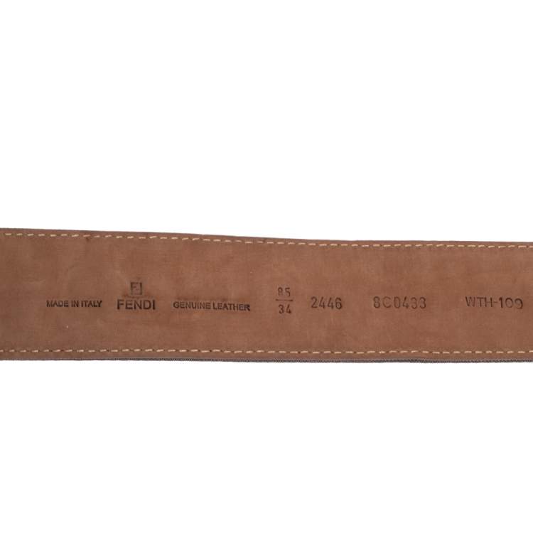 Pre Owned Fendi Brown Zucca Canvas FF Buckle Belt 85CM