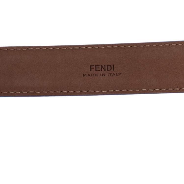 Pre Owned Fendi Purple Leather FF Buckle Belt 80CM