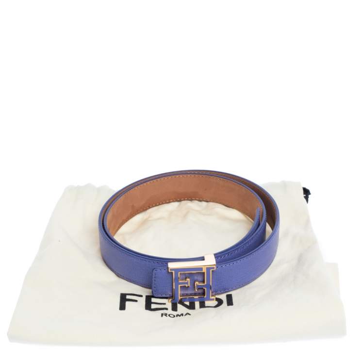Pre Owned Fendi Purple Leather FF Buckle Belt 80CM