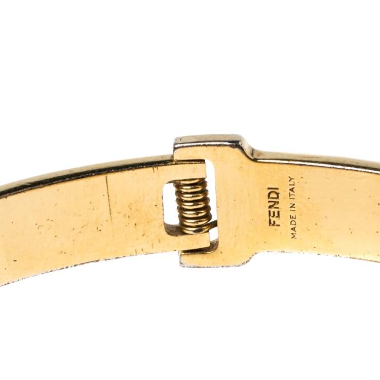 Pre Owned Fendi The Fendista Multicolor Enamel Gold Tone Bracelet S