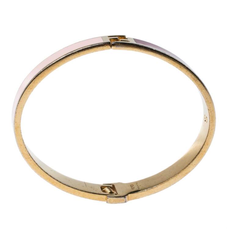 Pre Owned Fendi The Fendista Multicolor Enamel Gold Tone Bracelet S