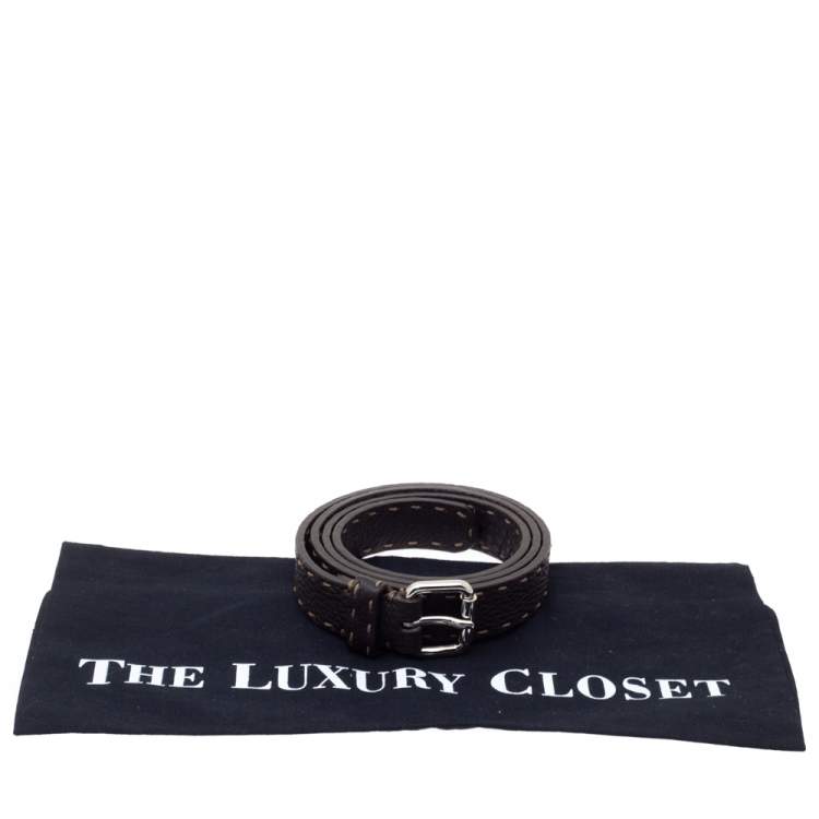 Pre Owned Fendi Dark Brown Selleria Leather Buckle Belt 90CM
