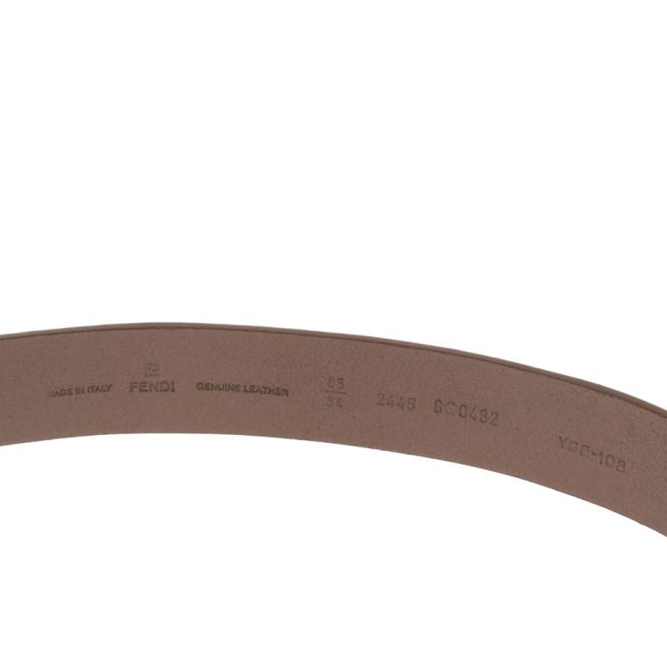 Pre Owned Fendi Brown Leather Studded Sliding Belt 85CM