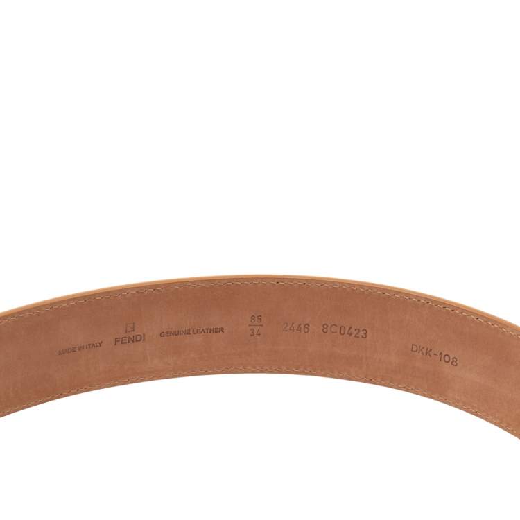 Pre Owned Fendi Mustard Cut Out Leather Belt 85CM