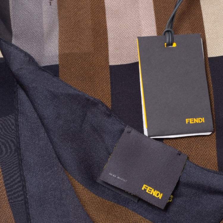 Pre Owned Fendi Multicolor Pequin Silk Scarf