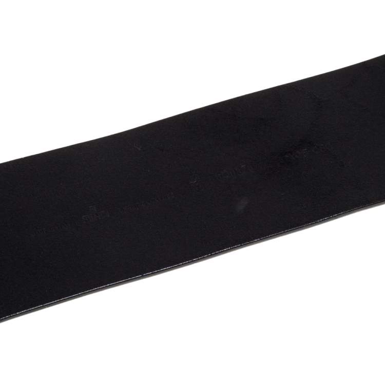 Pre Owned Fendi Black Leather Metal Waist Belt 75CM