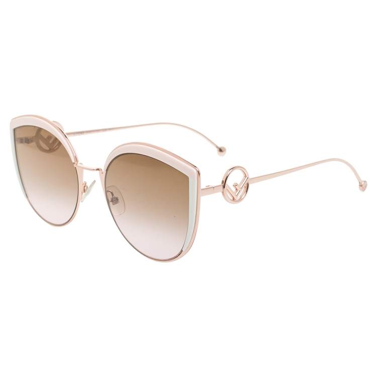 Pre Owned Fendi Rose Gold Tone/ Bicolor Gradient FF0290/S Cat Eye Sunglasses