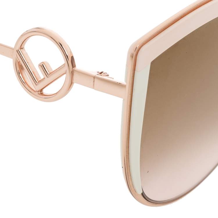 Pre Owned Fendi Rose Gold Tone/ Bicolor Gradient FF0290/S Cat Eye Sunglasses
