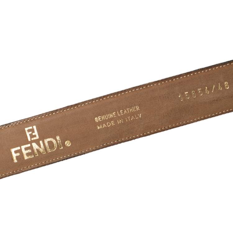 Pre Owned Fendi Tobacco Zucca Canvas FF Buckle Belt Size 95