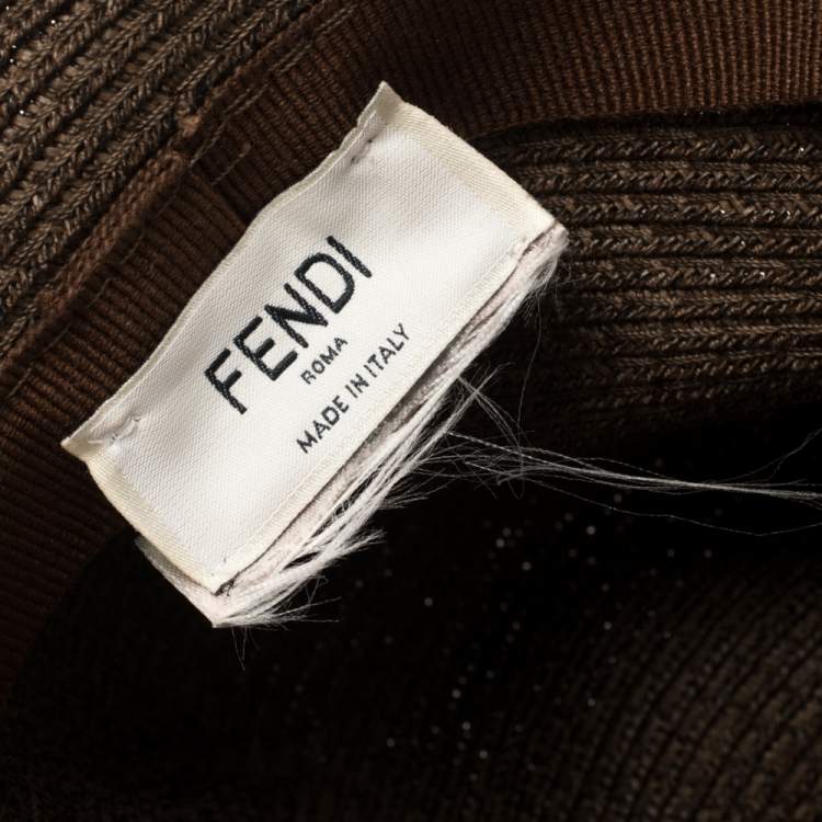 Pre Owned Fendi Brown Paper Fibre Foldable Silk-Scarf Hat