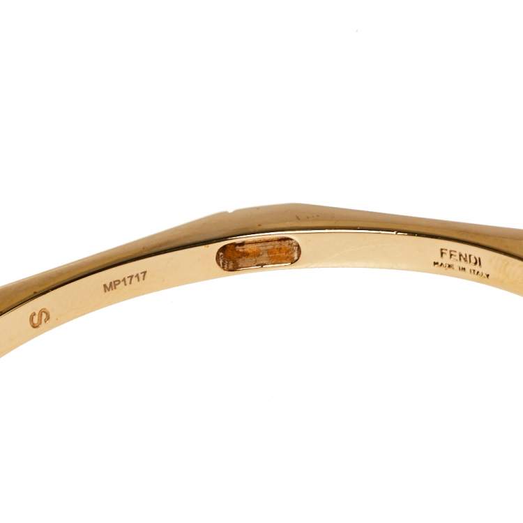 Pre Owned Fendi Purple Gold Tone Open Cuff Bracelet S