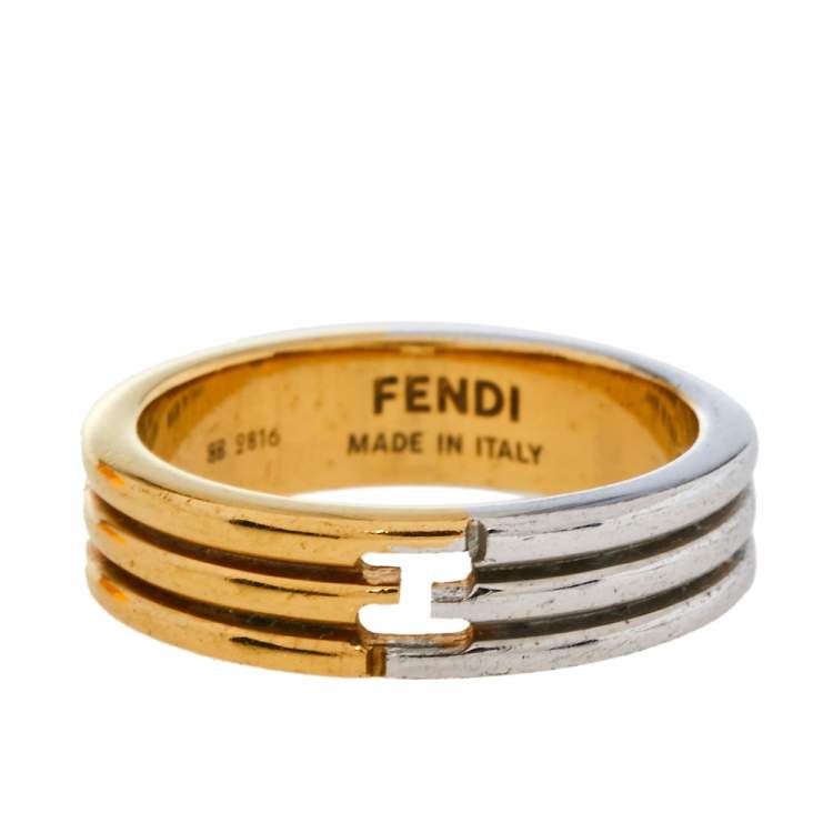 Fendi The Fendista Two Tone Narrow Band Ring M Fendi | TLC