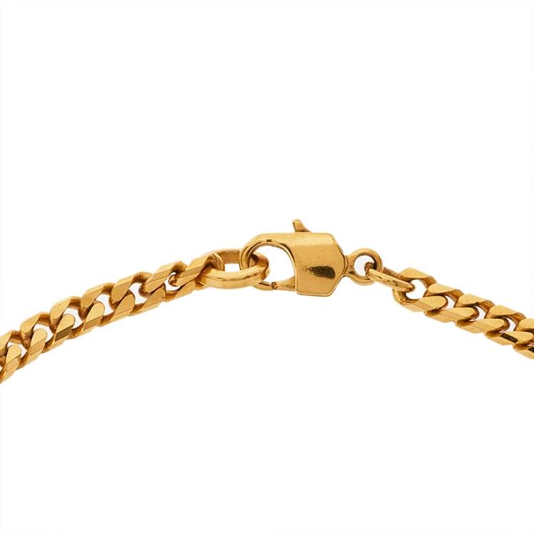 Pre Owned Fendi Chain Link Gold Tone Layered Necklace