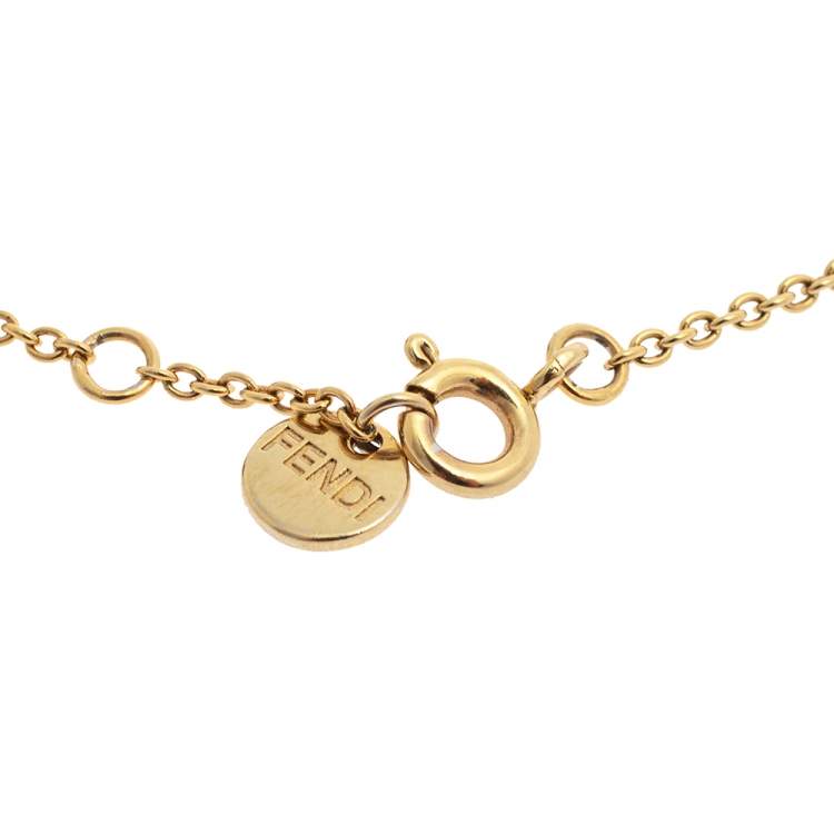 Pre Owned Fendi Gold Tone Love Charm Bracelet
