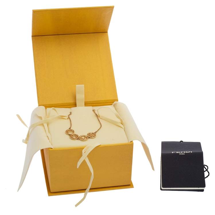 Pre Owned Fendi Gold Tone Love Charm Bracelet