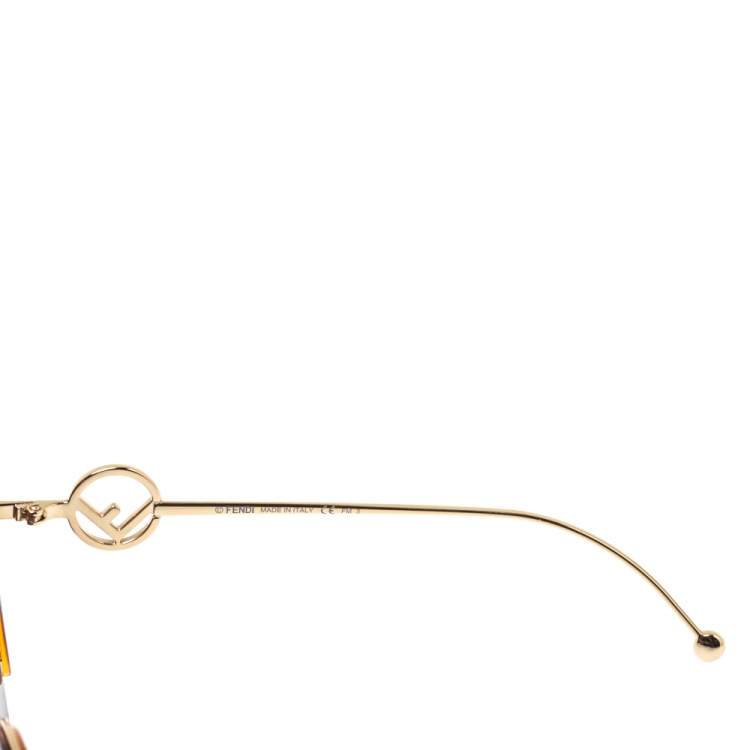 Pre Owned Fendi Brown Zucca/Blue FF 0290/S Cat-Eye Sunglasses