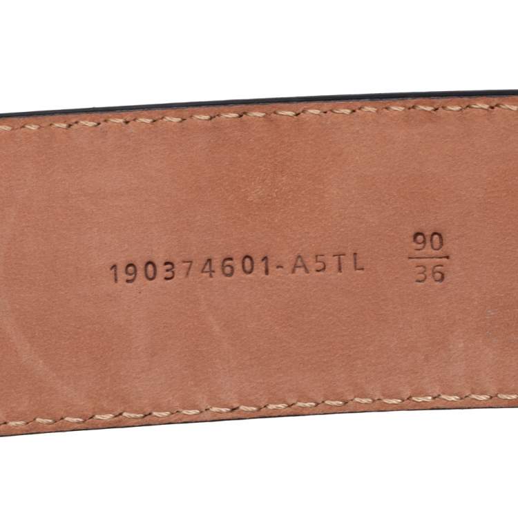 Pre Owned Fendi Brown Zucca Embossed Leather F Buckle Belt 90CM