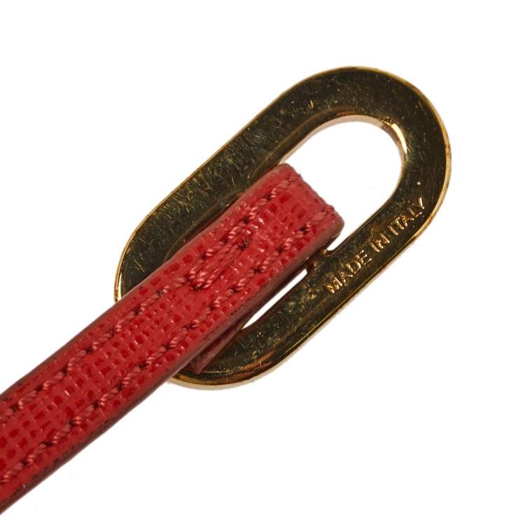 Pre Owned Fendi Coral & Beige Leather Crayons Multi Wrap Bracelet