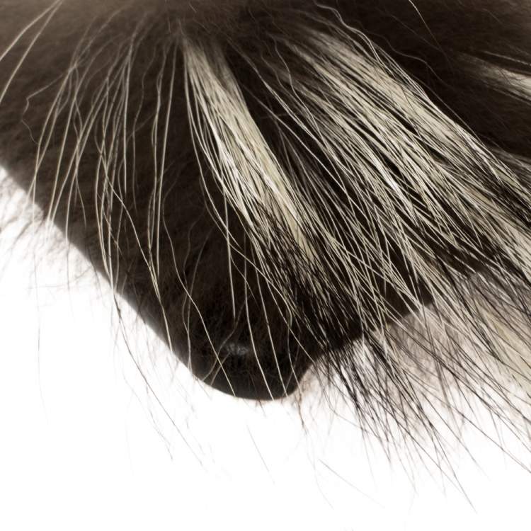 Pre Owned Fendi Black Leather and Fox Fur Karlito iPhone 6 Case