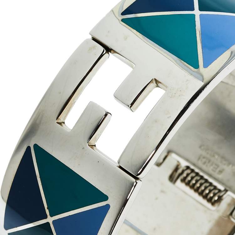 Pre Owned Fendi Multicolor Geometric Enamel Fendista Cuff Bracelet M