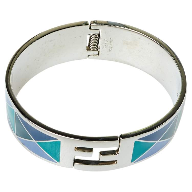 Pre Owned Fendi Multicolor Geometric Enamel Fendista Cuff Bracelet M