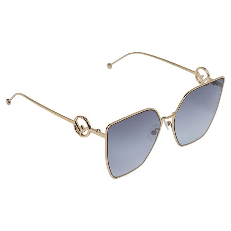 Fendi Sunglasses, Gold Grey F Is Ff / S Cat Eye Square Mirror Sunglasses,  Gold/Grey, New, Tradesy