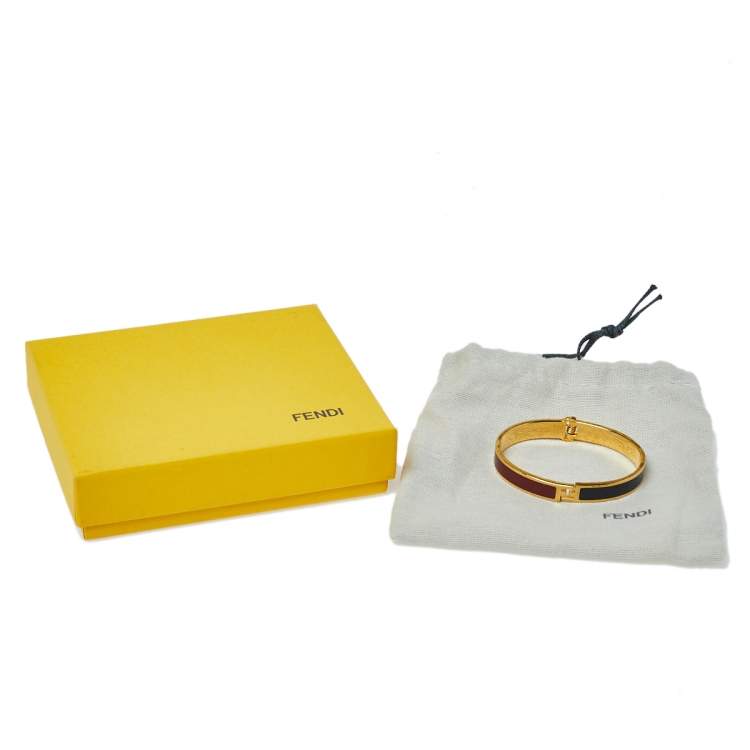 Pre Owned Fendi The Fendista Bicolor Enamel Gold Tone Bracelet M