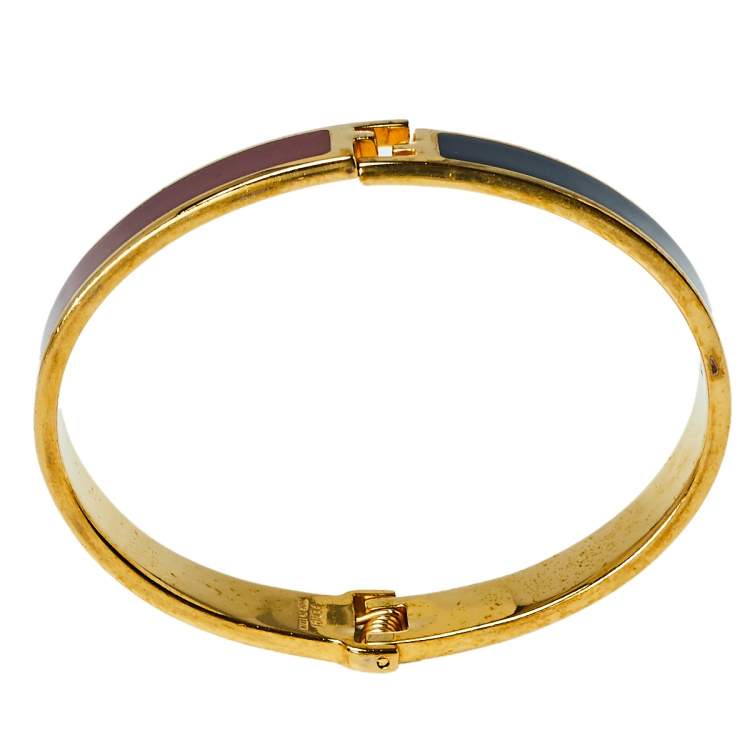 Pre Owned Fendi The Fendista Bicolor Enamel Gold Tone Bracelet M