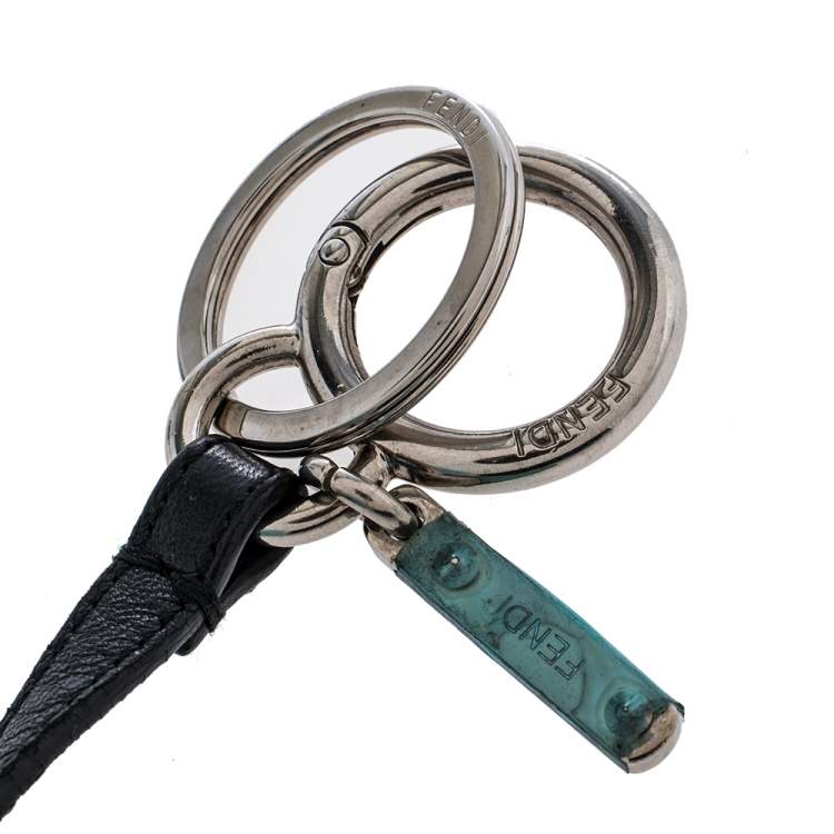 Pre Owned Fendi Green Bugs Eye Mink & Fox Fur Keyring/ Bag Charm