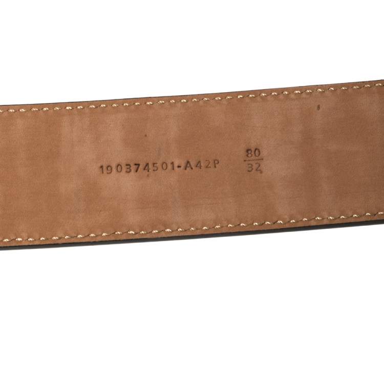 Pre Owned Fendi Black Zucca Embossed Leather  F Logo Belt 80CM