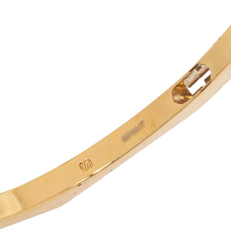 Pre Owned Fendi Pink Enamel Baguette Open Cuff Bracelet S