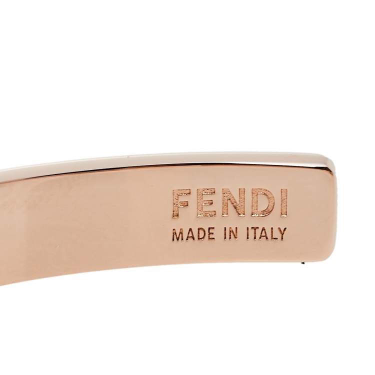 Pre Owned Fendi F is Fendi Crystal Rose Gold Tone Cuff Bracelet M