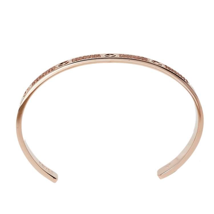 Pre Owned Fendi F is Fendi Crystal Rose Gold Tone Cuff Bracelet M