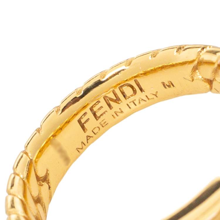 Pre Owned Fendi Bagutte Gold Tone Band Ring M