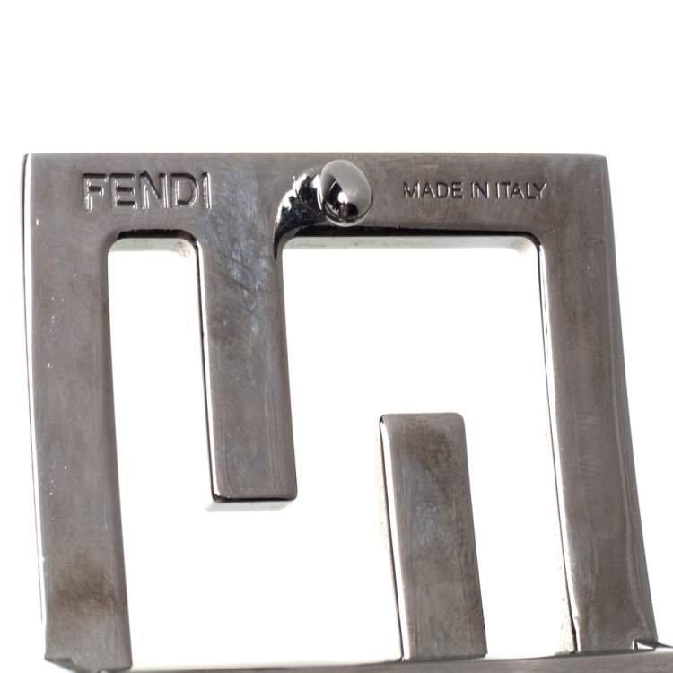 Pre Owned Fendi Grey Zucca Coated Canvas FF Buckle Reversible Belt 90CM 