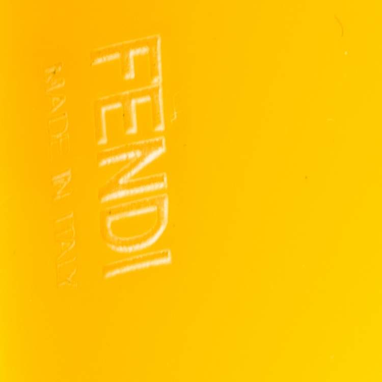 Pre Owned Fendi Yellow Resin Zucca Cuff Bracelet