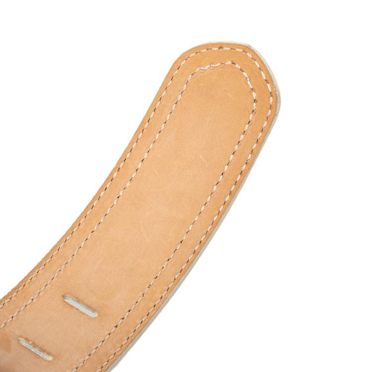 Pre Owned Fendi White Patent Leather Waist B Buckle Belt 95 CM