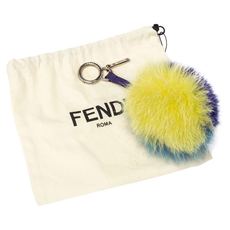 Pre Owned Fendi Tricolor Fur Pom Pom Bag Charm