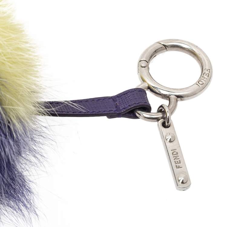 Pre Owned Fendi Tricolor Fur Pom Pom Bag Charm