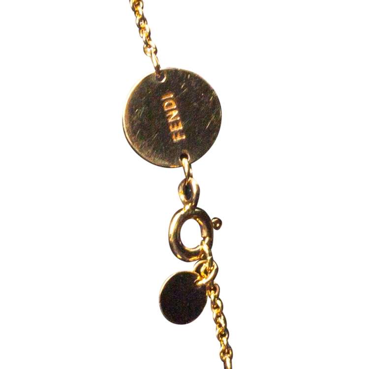 Pre Owned Fendi F is Fendi Black Crystal Gold Tone Bracelet
