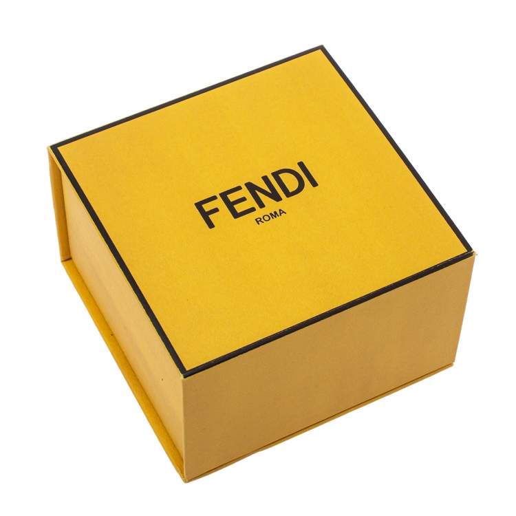 Pre Owned Fendi F is Fendi Black Crystal Gold Tone Bracelet