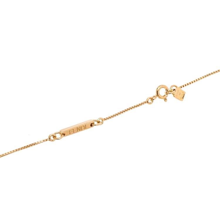 Pre Owned Fendi Abchic/Abclick Letter M Gold Tone Pendant Necklace