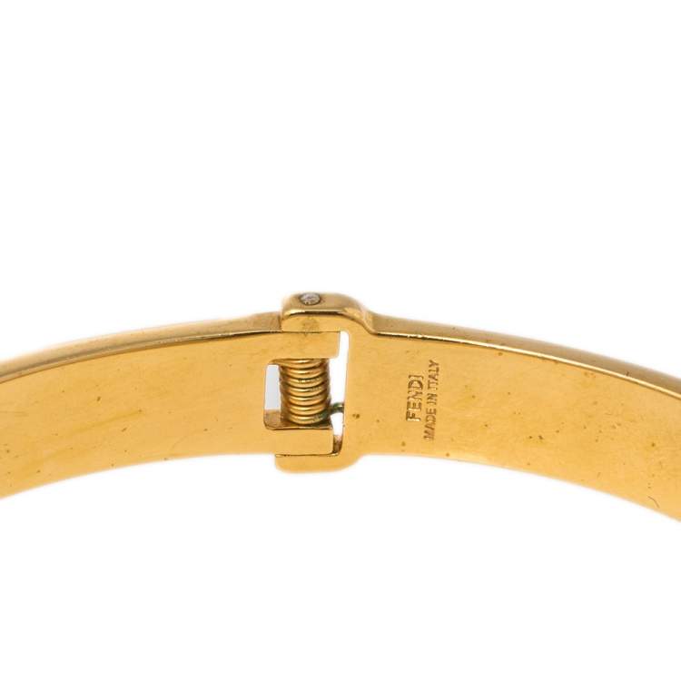 Pre Owned Fendi Fendista Blue Polka Dot Enamel Cuff Bracelet S