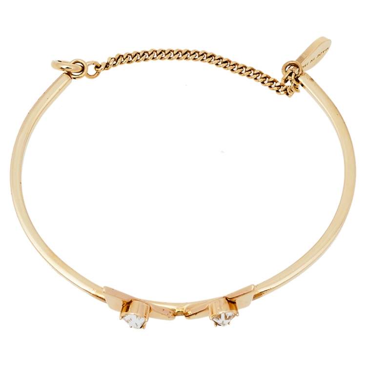Pre Owned Fendi Monster Eyes Crystal Gold Tone Bracelet M